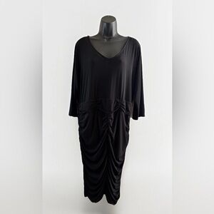 Ashley Stewart Elegant Black Ruched Dress